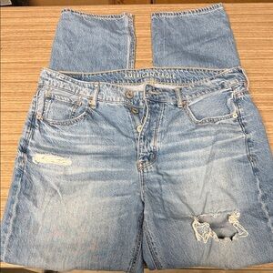 American Eagle Outfitters Women's Blue Distressed Boyfriend Jeans